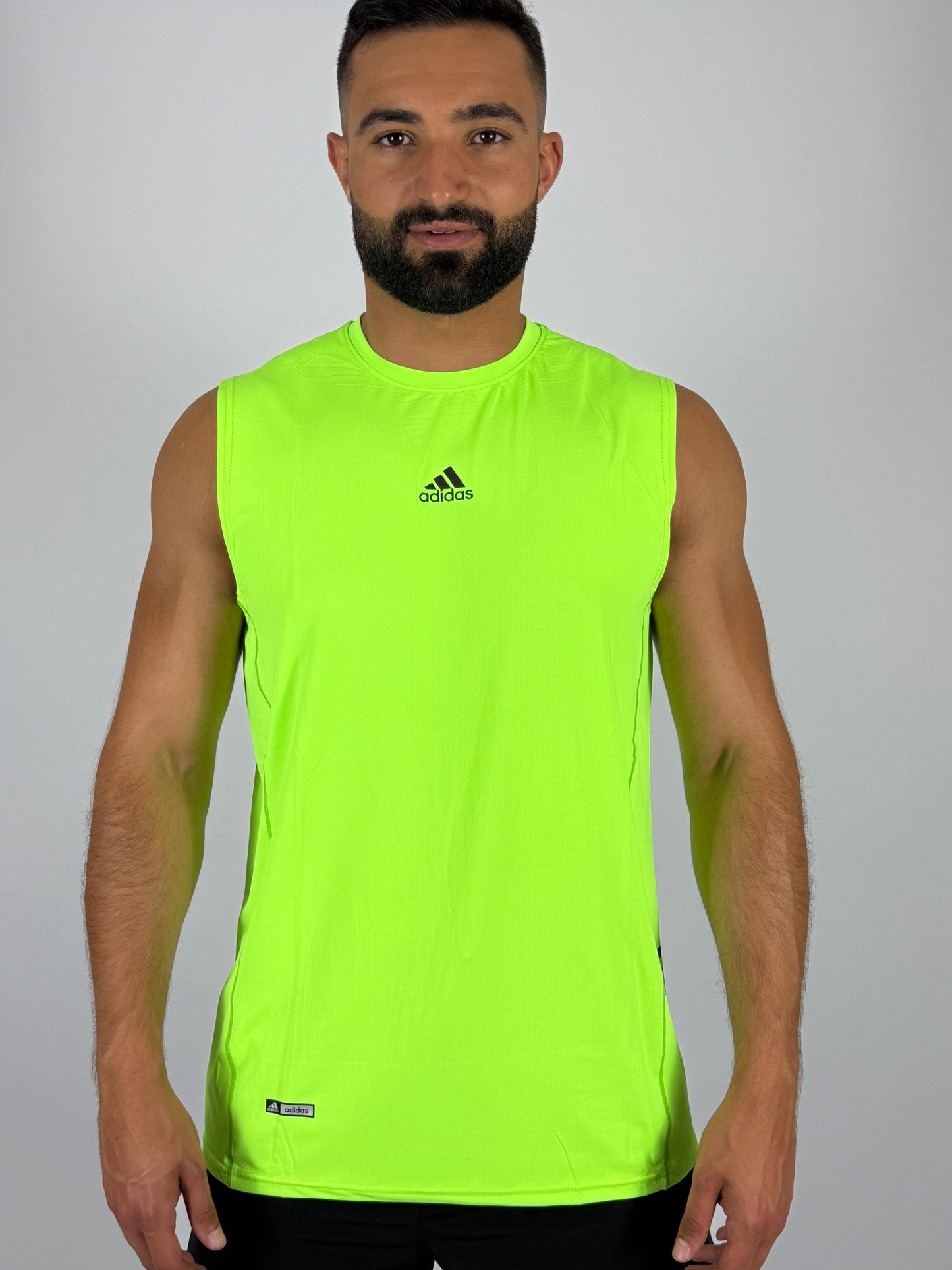 Men's Neon Yellow Adidas Training Sleeveless Tee