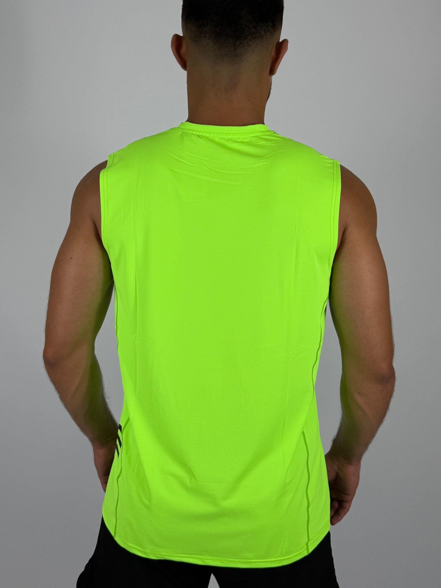 Men's Neon Yellow Adidas Training Sleeveless Tee
