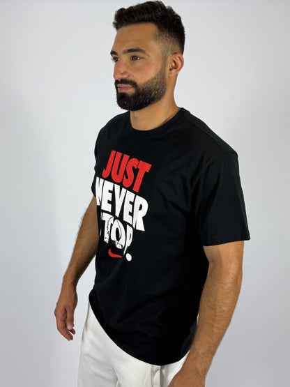 Men's Nike "Just Never Stop." Graphic T-Shirt - Black Performance Tee