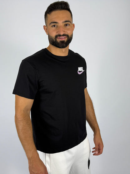 Men's Nike Essential Small Logo T-Shirt - Black with Pink Swoosh Tee