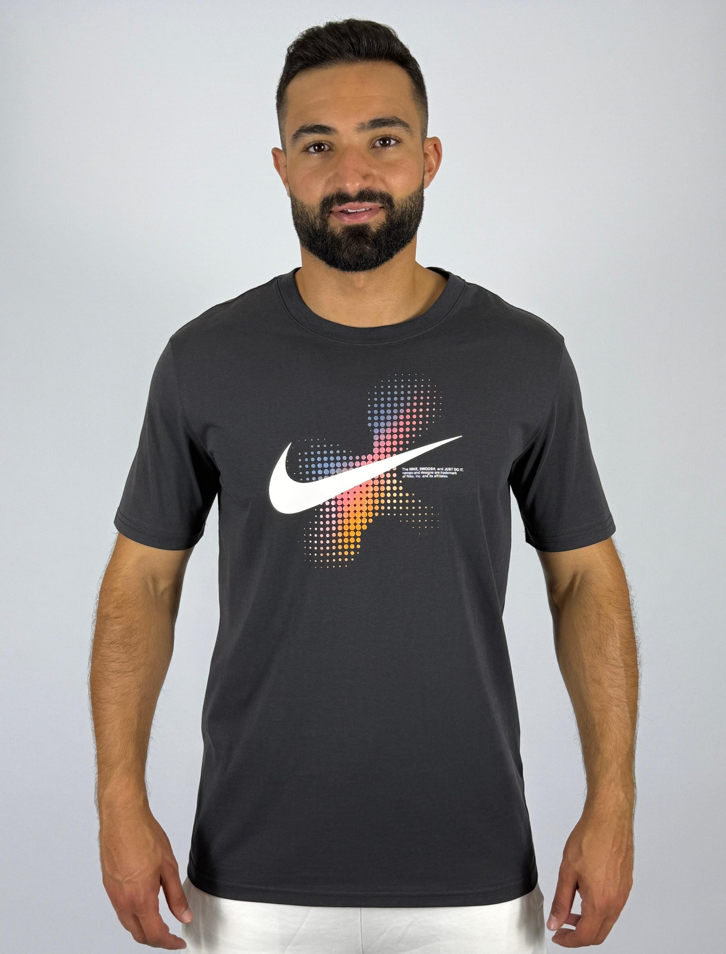 Men's Nike Sportswear Gradient Pixel Swoosh T-Shirt - Dark Grey Graphic Tee