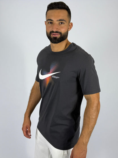 Men's Nike Sportswear Gradient Pixel Swoosh T-Shirt - Dark Grey Graphic Tee