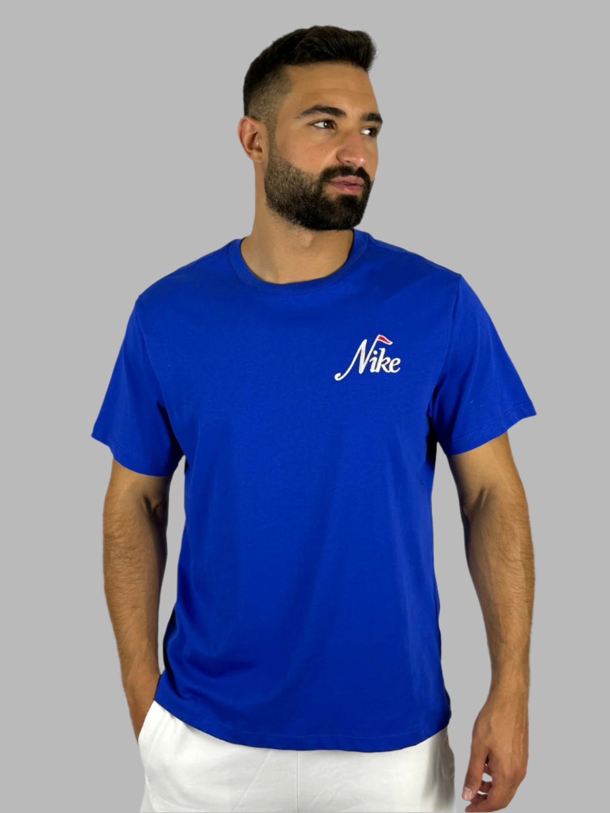 Men's Nike Sportswear Retro Script Logo T-Shirt - Royal Blue Heritage Tee