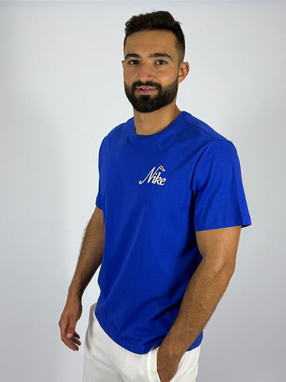 Men's Nike Sportswear Retro Script Logo T-Shirt - Royal Blue Heritage Tee