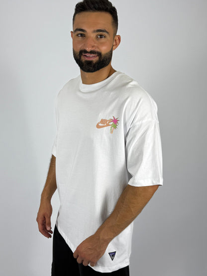 Men's Nike Sportswear Tropical Palm Tree T-Shirt - White Summer Graphic Tee