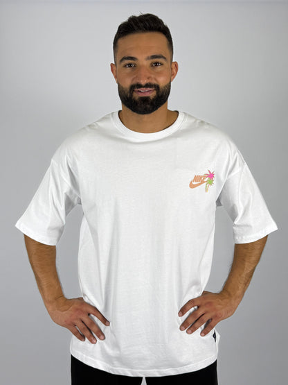 Men's Nike Sportswear Tropical Palm Tree T-Shirt - White Summer Graphic Tee