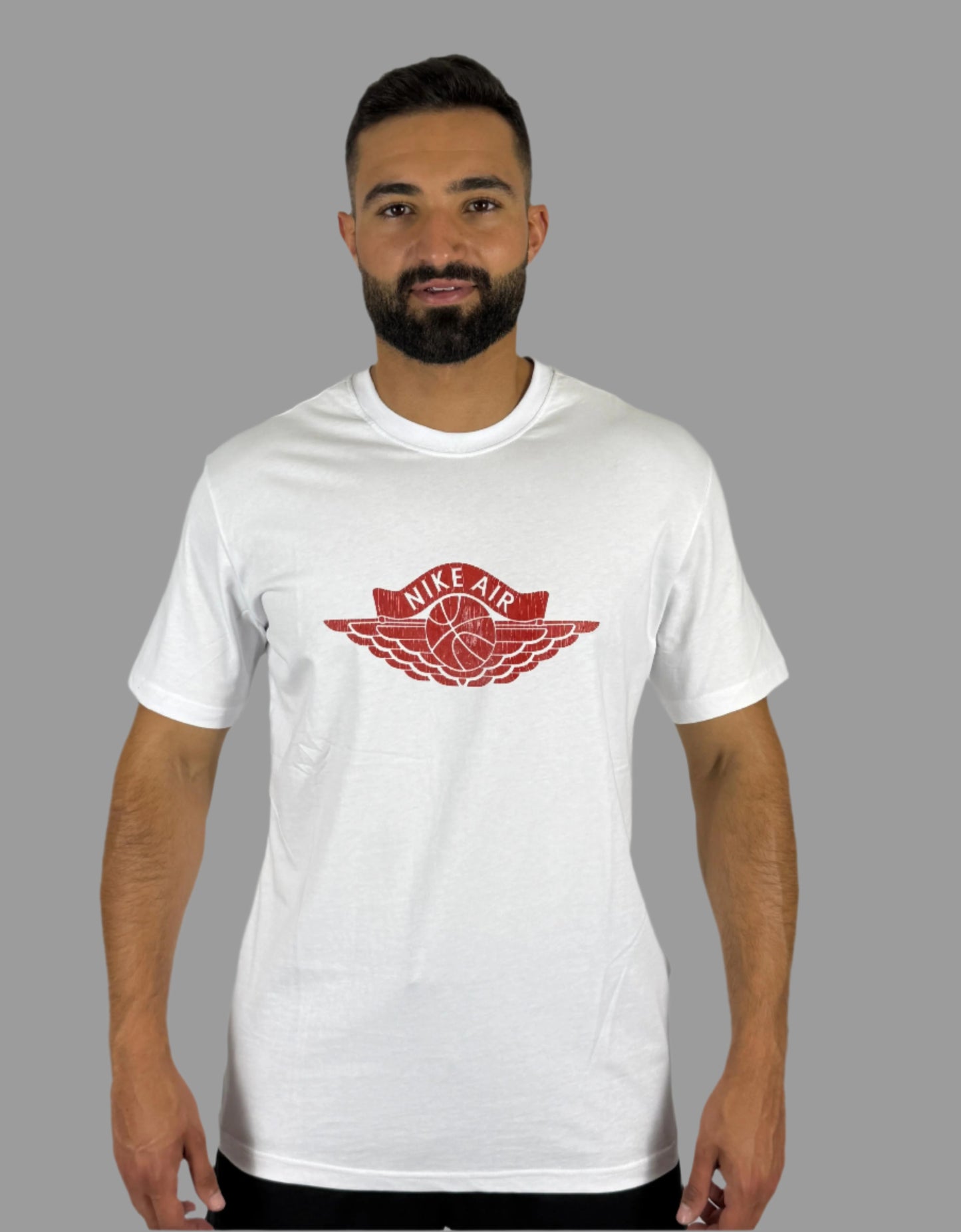 Men's Nike Air Jordan Wings Logo T-Shirt - White & Red Classic Basketball Tee
