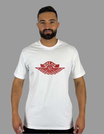 Men's Nike Air Jordan Wings Logo T-Shirt - White & Red Classic Basketball Tee