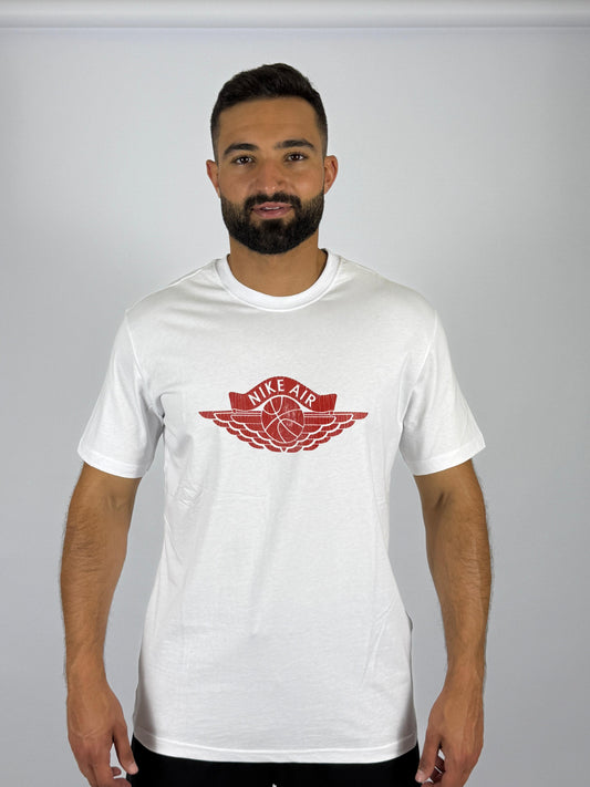 Men's Nike Air Jordan Wings Logo T-Shirt - White & Red Classic Basketball Tee