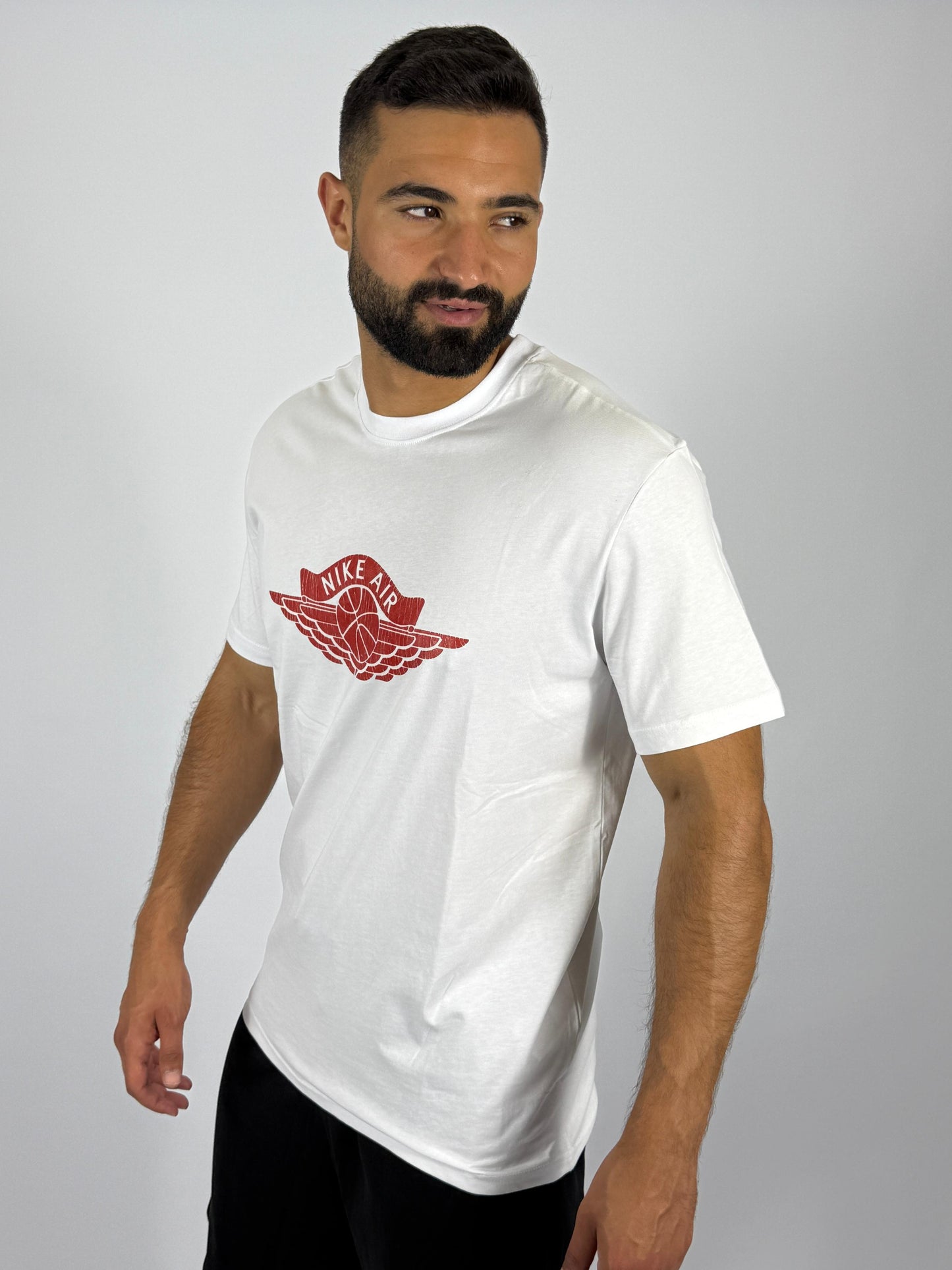 Men's Nike Air Jordan Wings Logo T-Shirt - White & Red Classic Basketball Tee