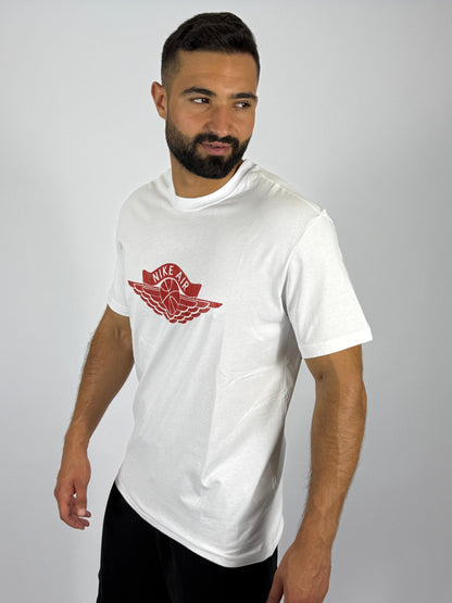 Men's Nike Air Jordan Wings Logo T-Shirt - White & Red Classic Basketball Tee