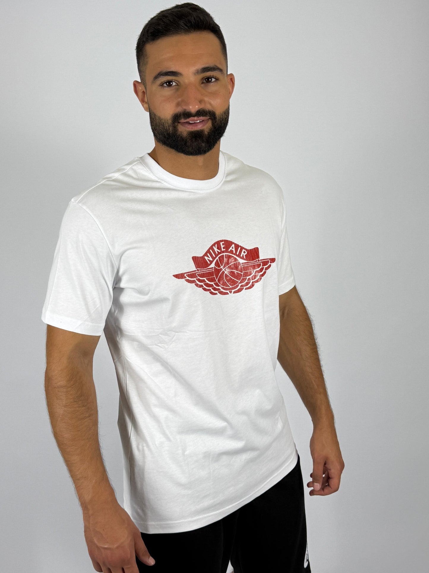 Men's Nike Air Jordan Wings Logo T-Shirt - White & Red Classic Basketball Tee