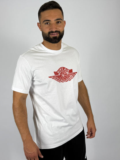 Men's Nike Air Jordan Wings Logo T-Shirt - White & Red Classic Basketball Tee