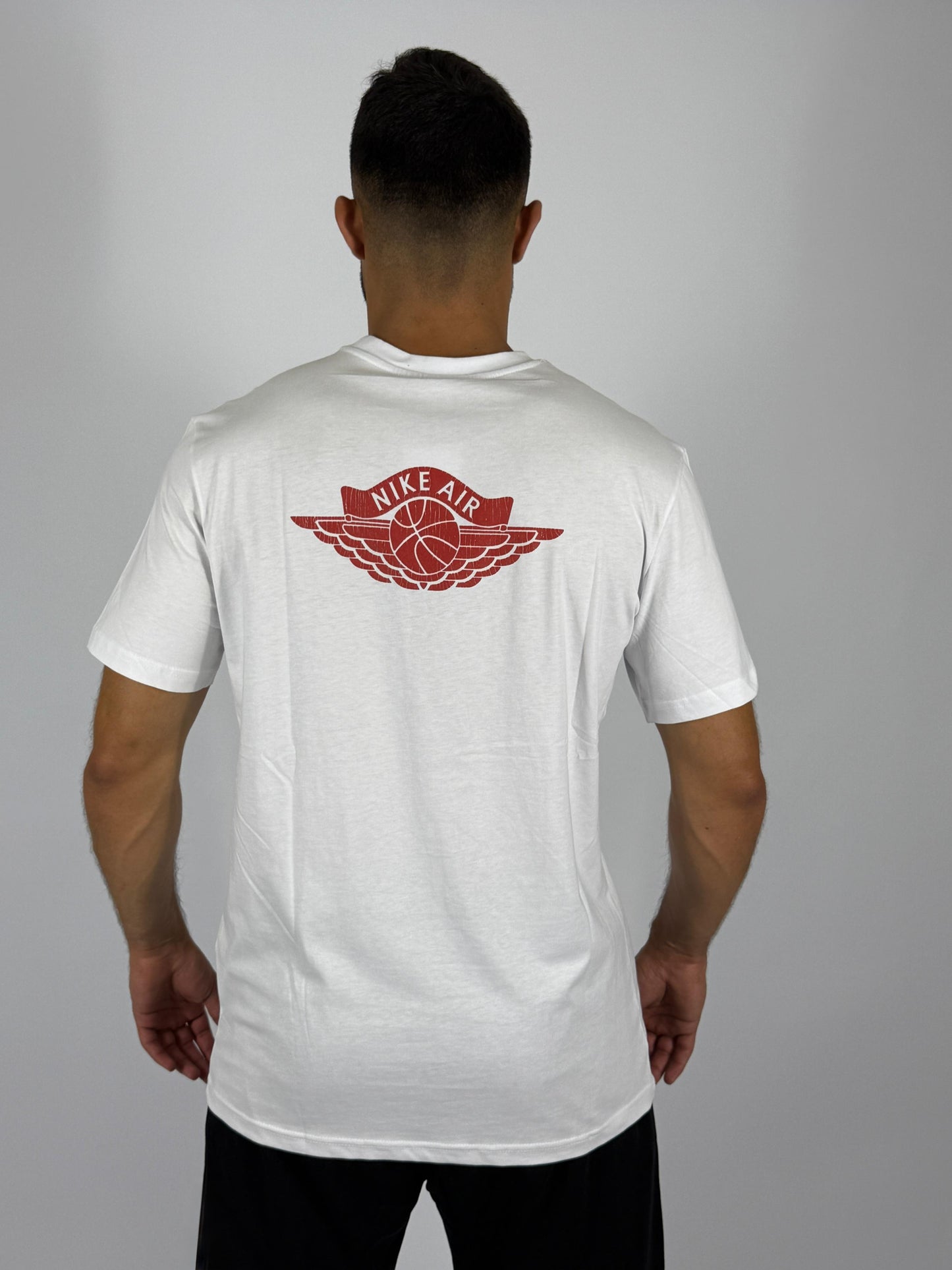 Men's Nike Air Jordan Wings Logo T-Shirt - White & Red Classic Basketball Tee