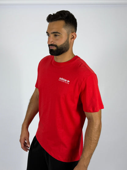 Men's Adidas Adventure Logo T-Shirt - Vibrant Red Outdoor Inspired Tee