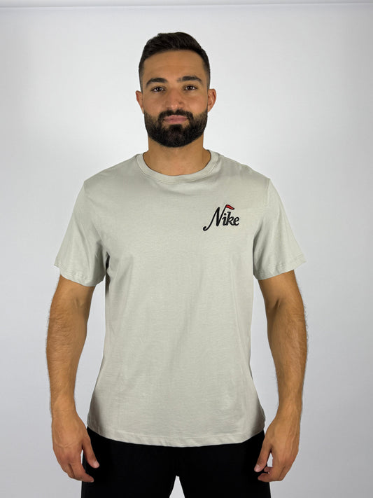 Men's Nike Sportswear Retro Script Logo T-Shirt - Stone Grey Heritage Tee