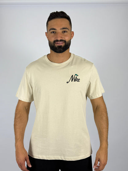 Men's Nike Sportswear Retro Script Logo T-Shirt - Cream with Green Accent Heritage Tee
