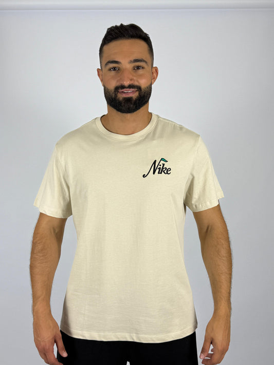 Men's Nike Sportswear Retro Script Logo T-Shirt - Cream with Green Accent Heritage Tee