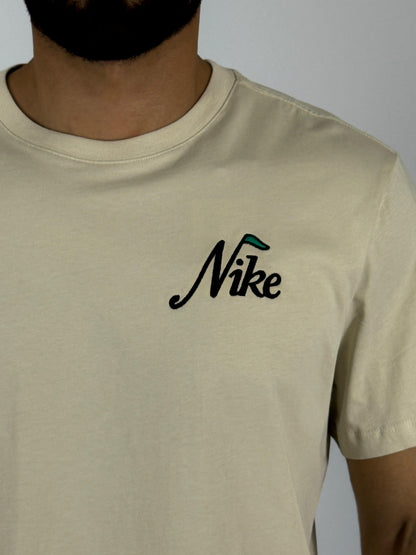 Men's Nike Sportswear Retro Script Logo T-Shirt - Cream with Green Accent Heritage Tee