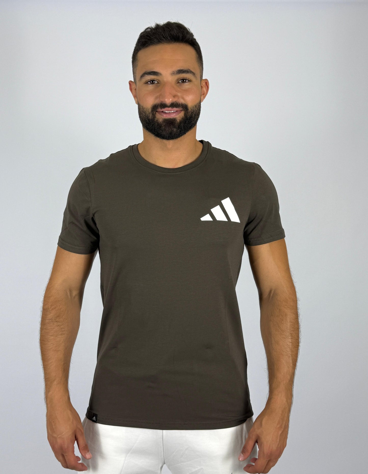 Men's Adidas Badge of Sport Logo T-Shirt - Dark Olive Green Essential Tee
