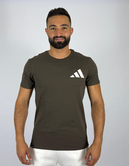 Men's Adidas Badge of Sport Logo T-Shirt - Dark Olive Green Essential Tee