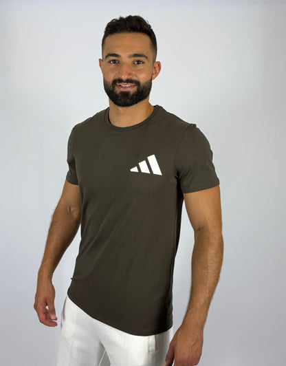 Men's Adidas Badge of Sport Logo T-Shirt - Dark Olive Green Essential Tee