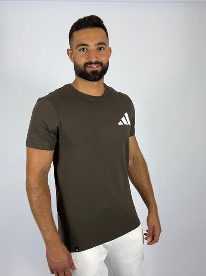 Men's Adidas Badge of Sport Logo T-Shirt - Dark Olive Green Essential Tee