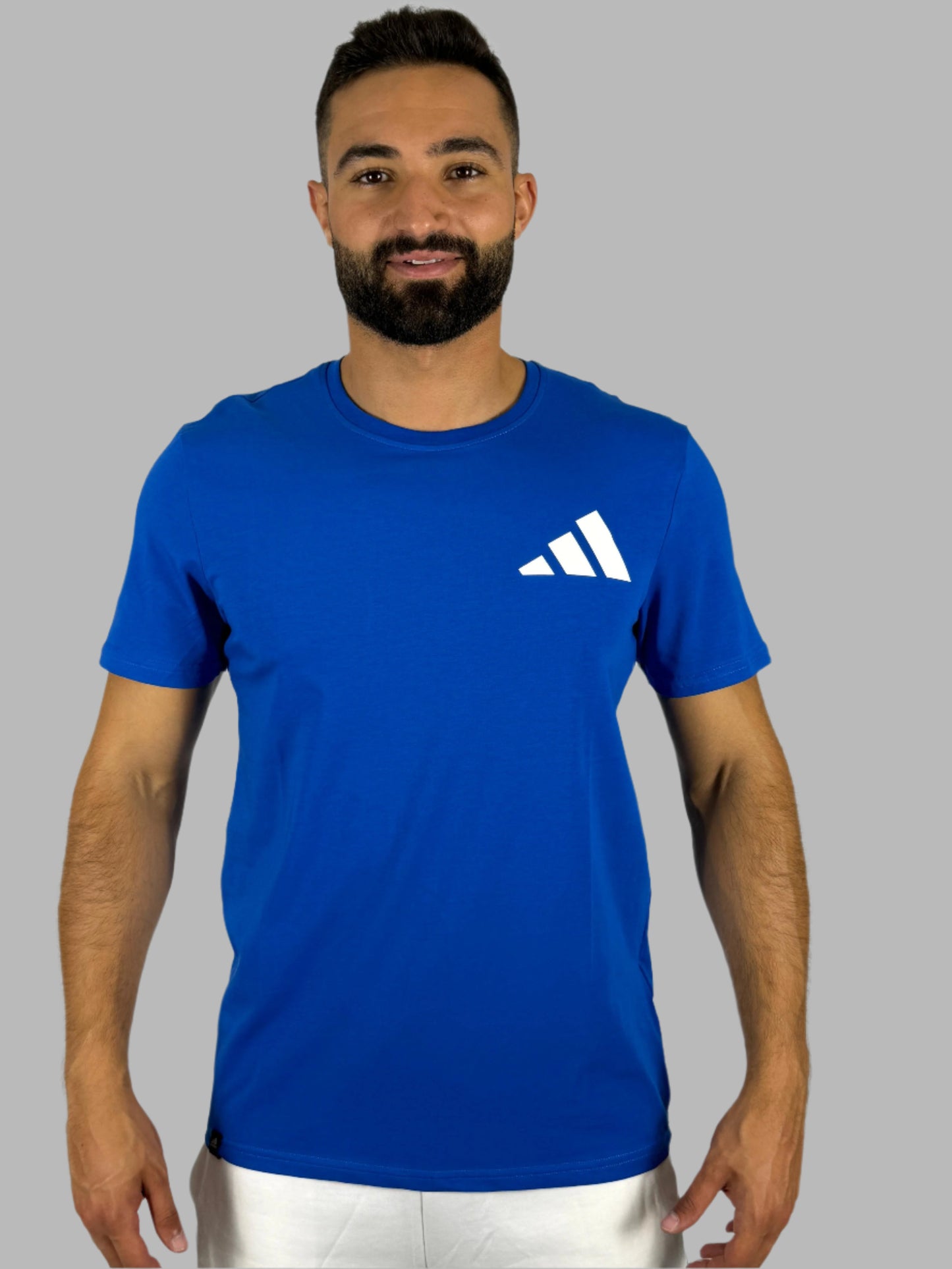 Men's Adidas Badge of Sport Logo T-Shirt - Vibrant Royal Blue Essential Tee
