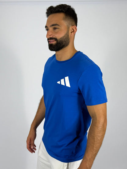 Men's Adidas Badge of Sport Logo T-Shirt - Vibrant Royal Blue Essential Tee