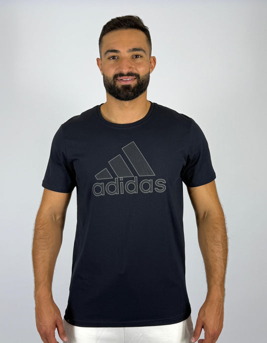 Men's Adidas Outline Badge of Sport Logo T-Shirt - Black Subtle Graphic Tee