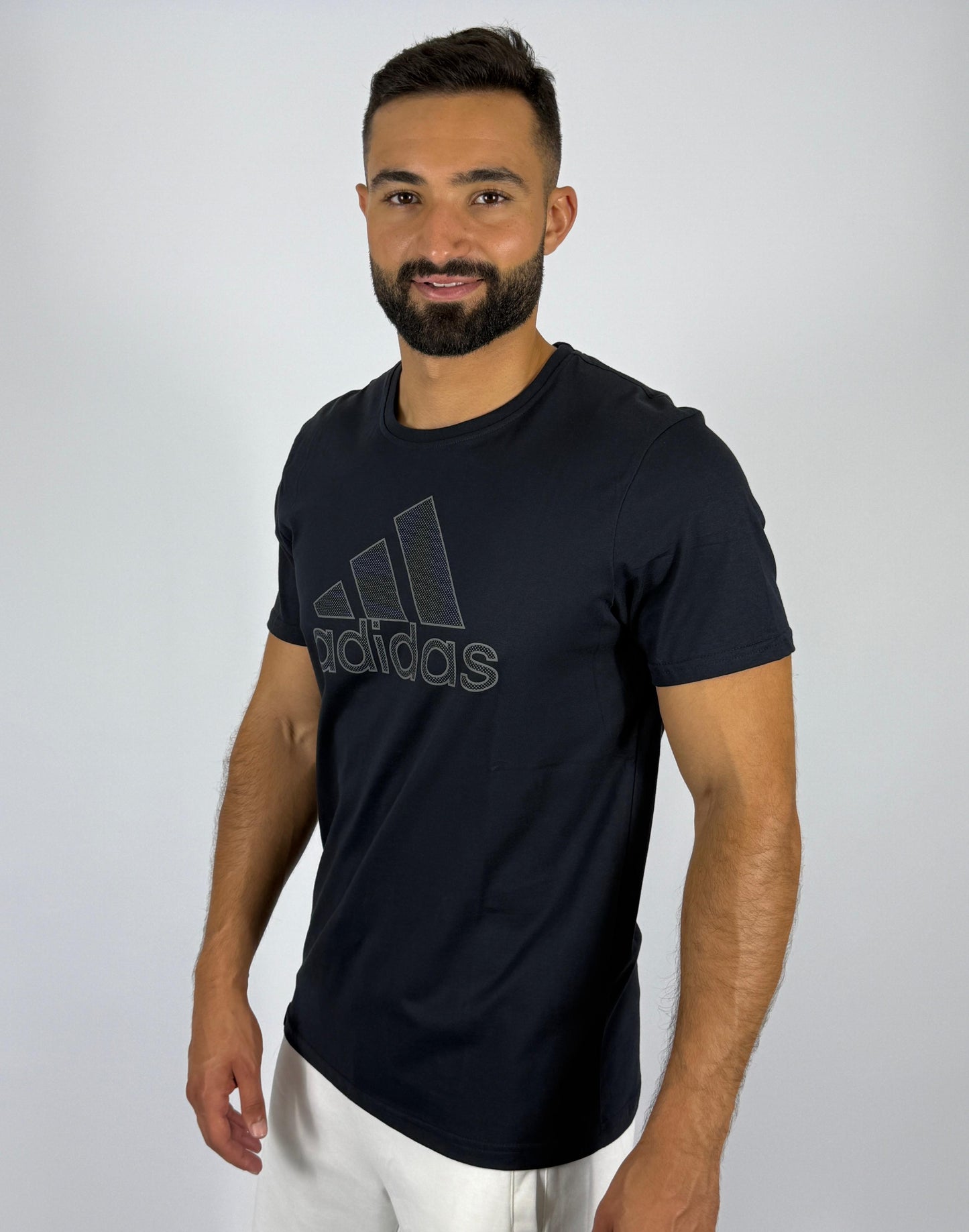 Men's Adidas Outline Badge of Sport Logo T-Shirt - Black Subtle Graphic Tee