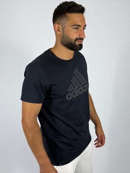 Men's Adidas Outline Badge of Sport Logo T-Shirt - Black Subtle Graphic Tee