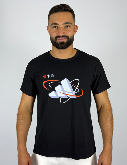 Men's Adidas 3D Geometric Badge of Sport T-Shirt - Black Modern Graphic Tee
