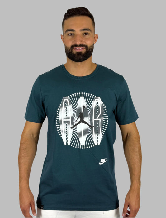 Men's Nike Air Jordan Radial "AIR JORDAN" Logo T-Shirt - Dark Teal Basketball Tee