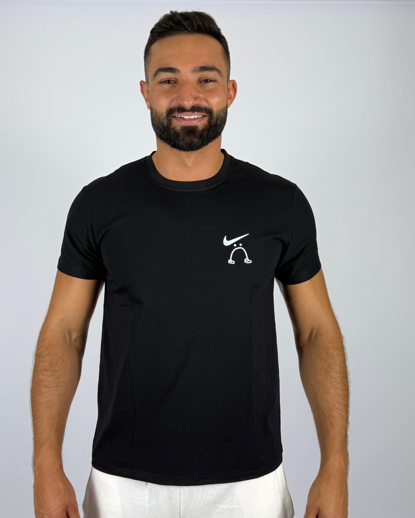 Men's Nike "Swoosh Smile" Graphic T-Shirt - Black Playful Logo Tee