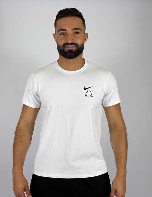 Men's Nike "Swoosh Smile" Graphic T-Shirt - Crisp White Playful Logo Tee