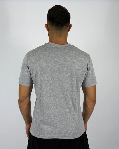 Men's Adidas Textured Badge of Sport Logo T-Shirt - Light Grey with White Graphic