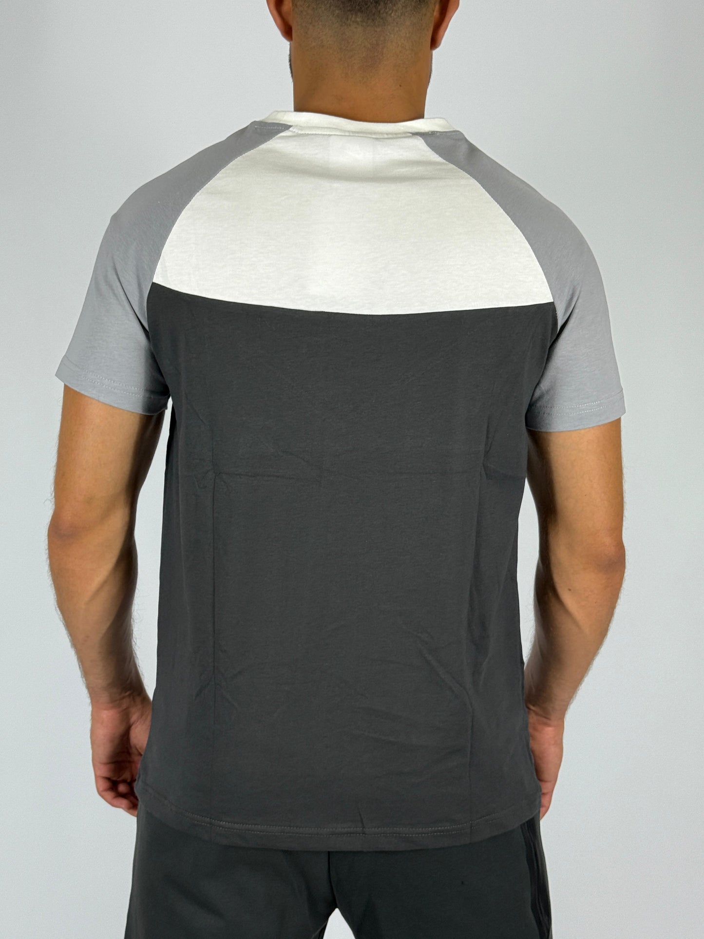 Men's Nike Sportswear Chevron Block T-Shirt - Dark Grey & White Colorblock