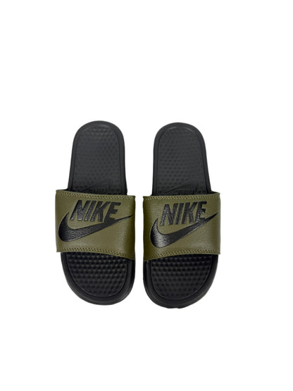 Nike Benassi JDI Slides - Olive Green with Black Logo