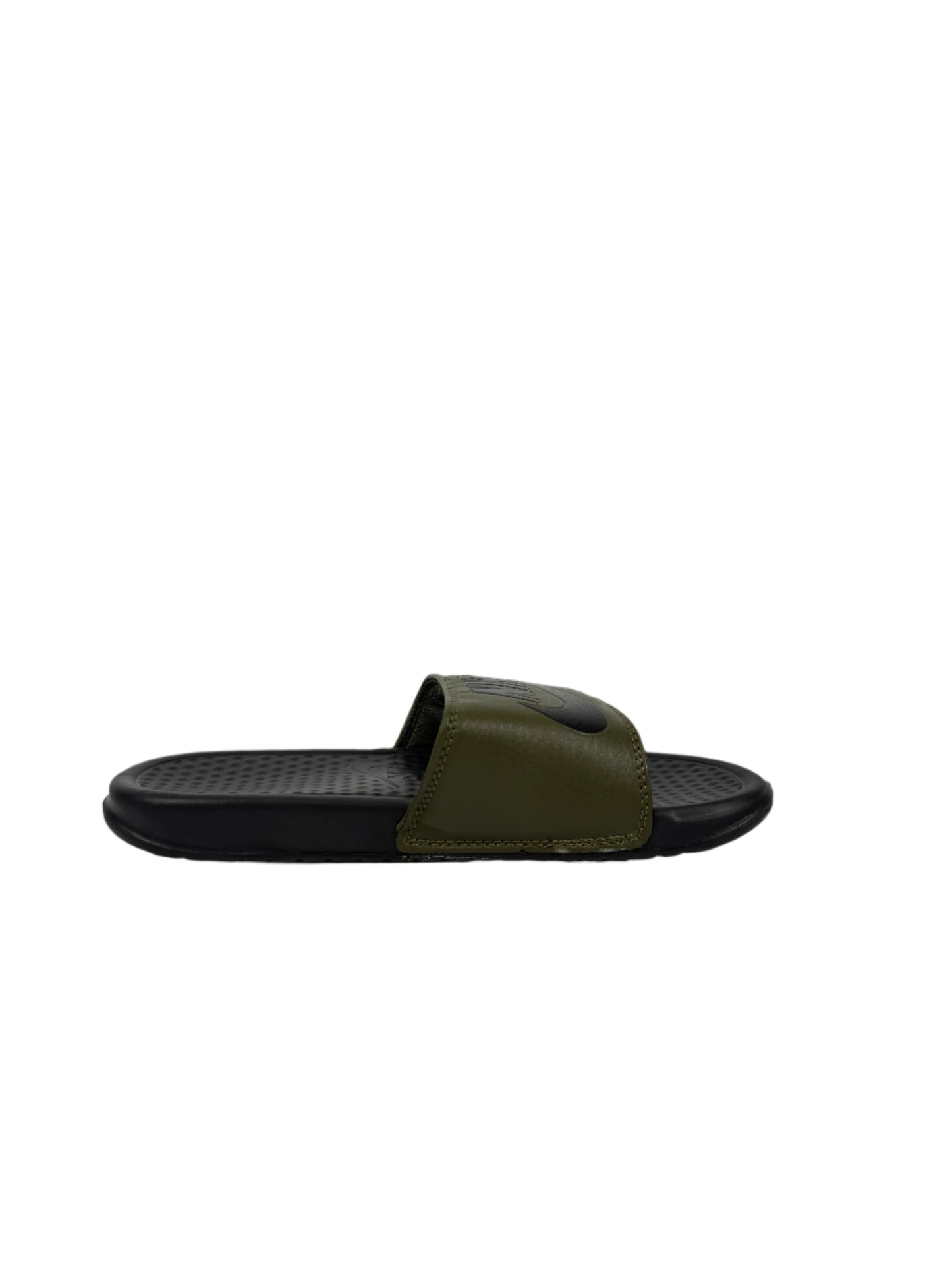 Nike Benassi JDI Slides - Olive Green with Black Logo