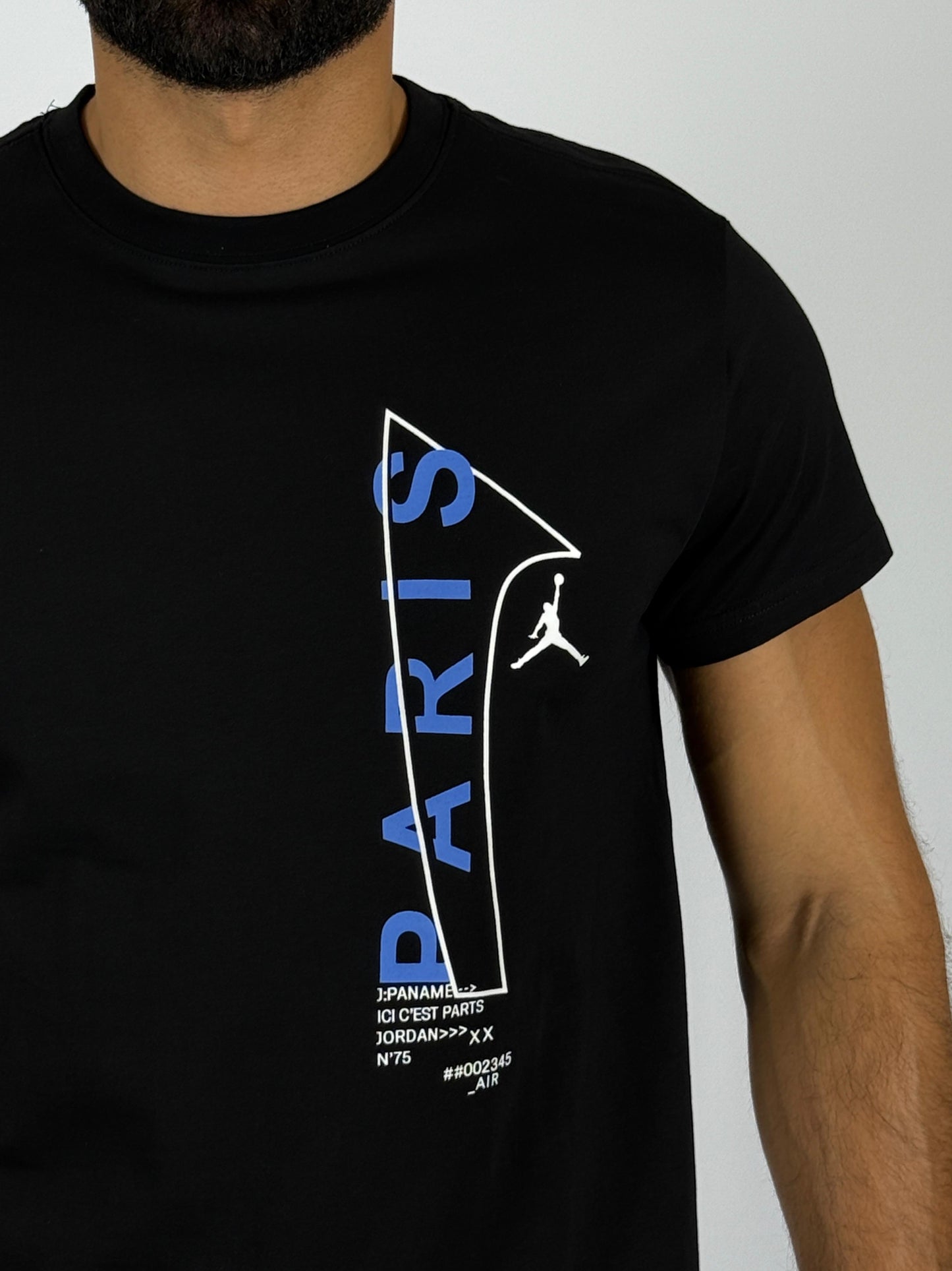 Men's Jordan x PSG Vertical "Paris" Logo T-Shirt - Black Football & Basketball Crossover Tee