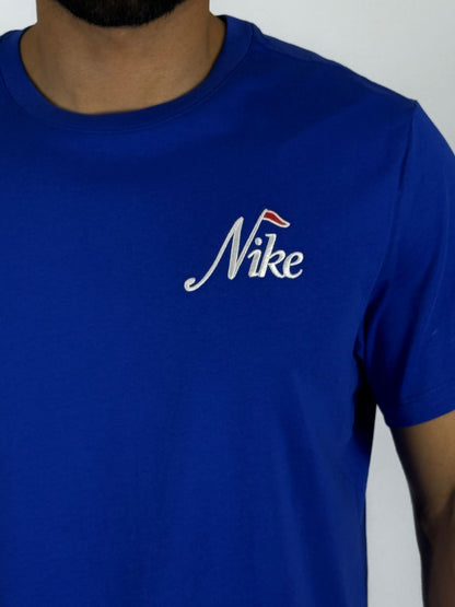 Men's Nike Sportswear Retro Script Logo T-Shirt - Royal Blue Heritage Tee