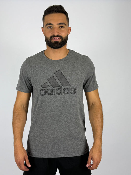 Men's Adidas Outline Badge of Sport T-Shirt - Dark Grey Minimalist Logo Tee